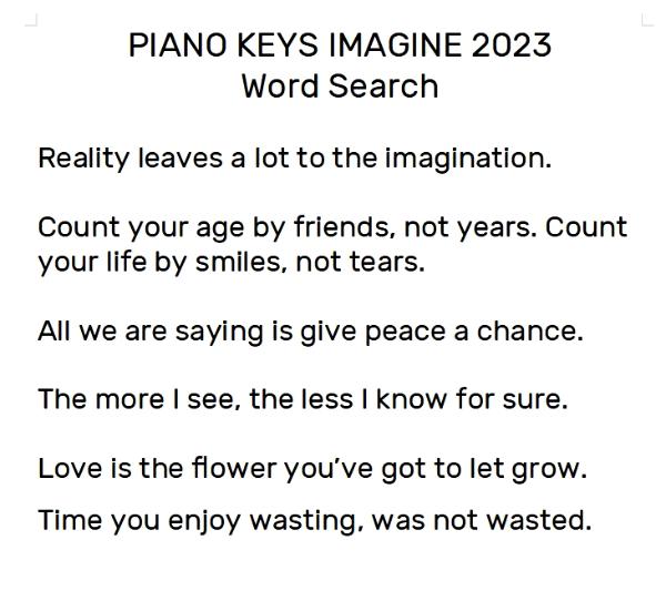 Piano Keys Imagine  (2023) Sold