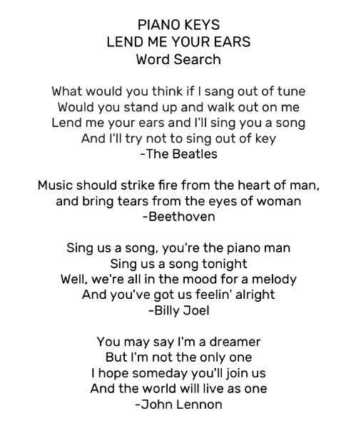 Piano Keys Lend Me Your Ears (Sold)