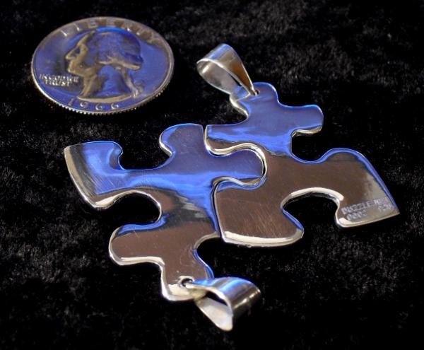 PUZZLE PIECE PENDANTS (3M, 2F) STERLING SILVER (PAIR)