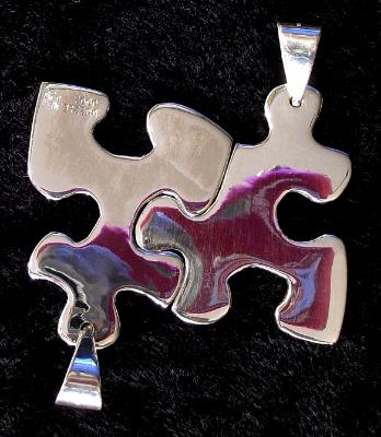 PUZZLE PIECE PENDANTS (2F, 3M) STERLING SILVER (PAIR)