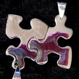 PUZZLE PIECE PENDANTS (2F, 3M) STERLING SILVER (PAIR)